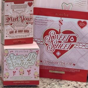 P.Louise Pink & Red Bundle…Body Scrub, under eye patches, sheet mask.  New items